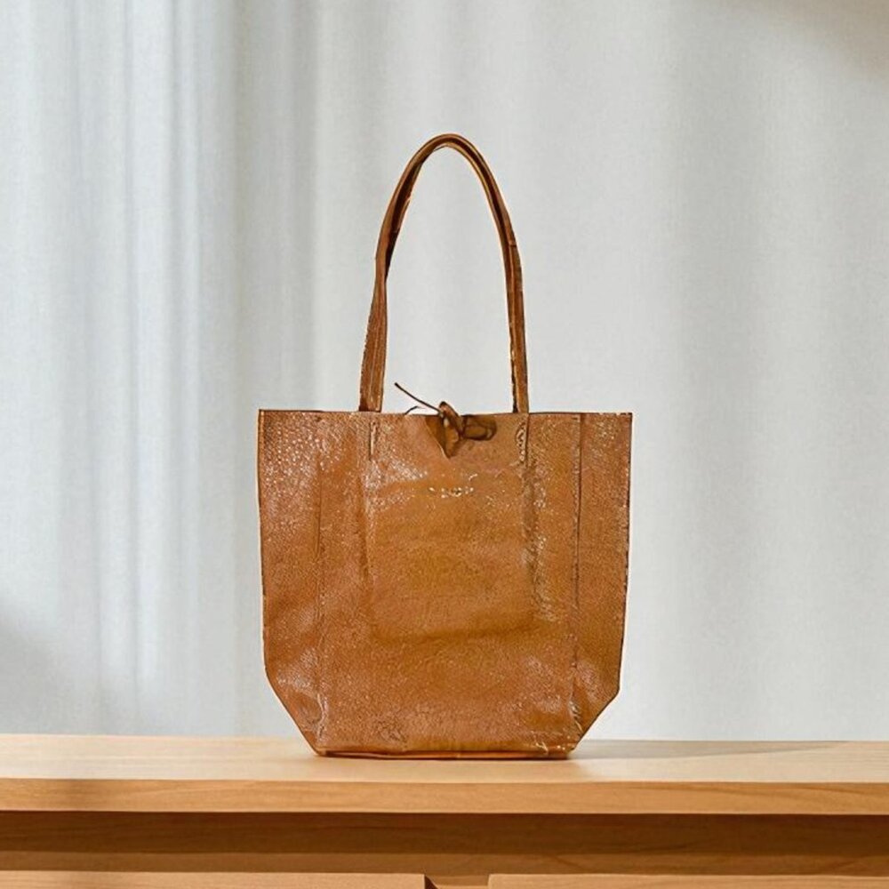Anita Cognac Italian Leather Women’s Handbag – Designer Shopper Tote Bag
